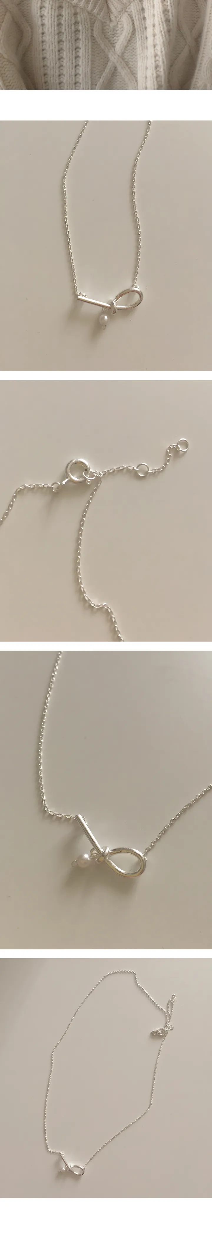 tude necklace (silver925) 실버 진주 펜던트 드롭 은 목걸이 상세 이미지 4
