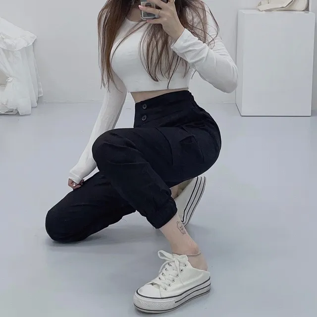 *당일배송!*[핏보장/단독제작]투버튼 올데이 사계절 하이웨스트 뒷밴딩 카고포켓 슬림 조거팬츠 상세 이미지 16