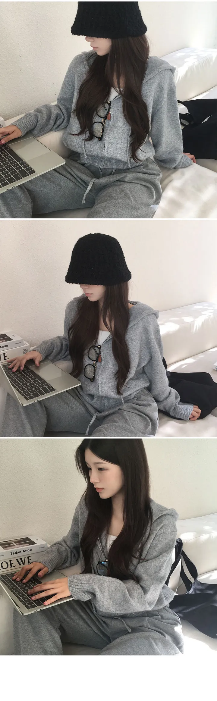 [데일리/기본필수!] 몬드 루즈핏 니트 후드집업 니트후드 니트집업 상세 이미지 17