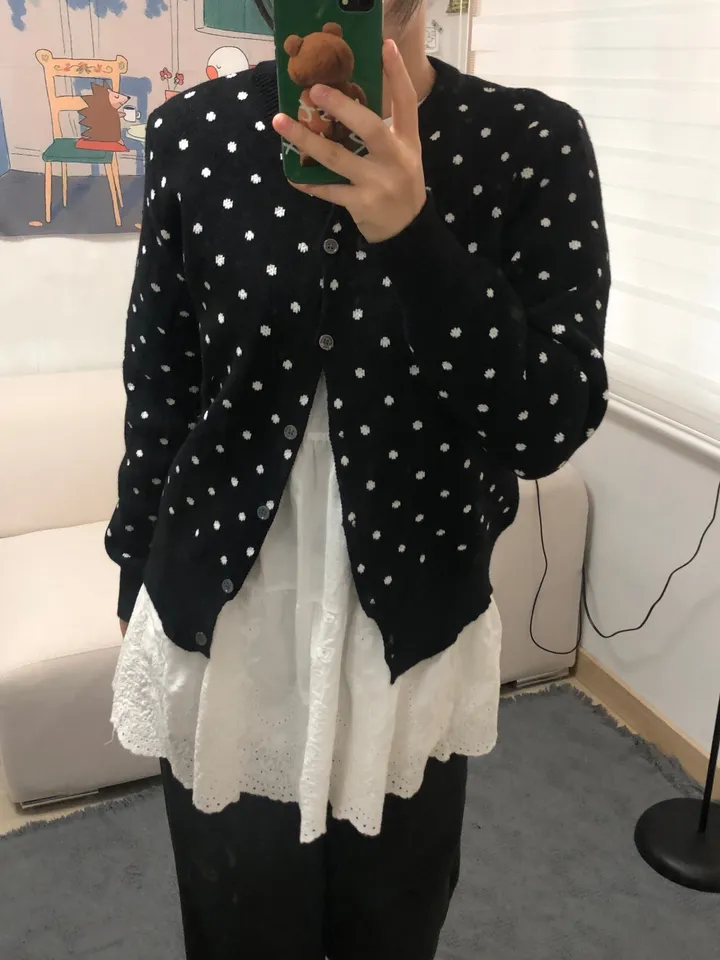 도트 라운드 니트 가디건 3color 상세 이미지 27