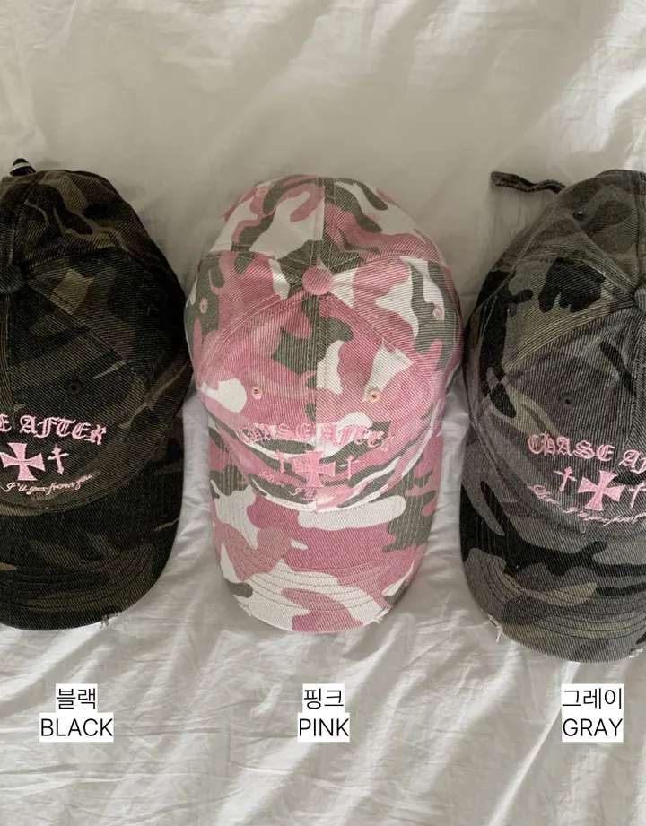[얼굴소멸] 카모 레터링 볼캡 3color / 빈티지 데미지 워싱 밀리터리 십자가 자수 캡 모자 상세 이미지 19