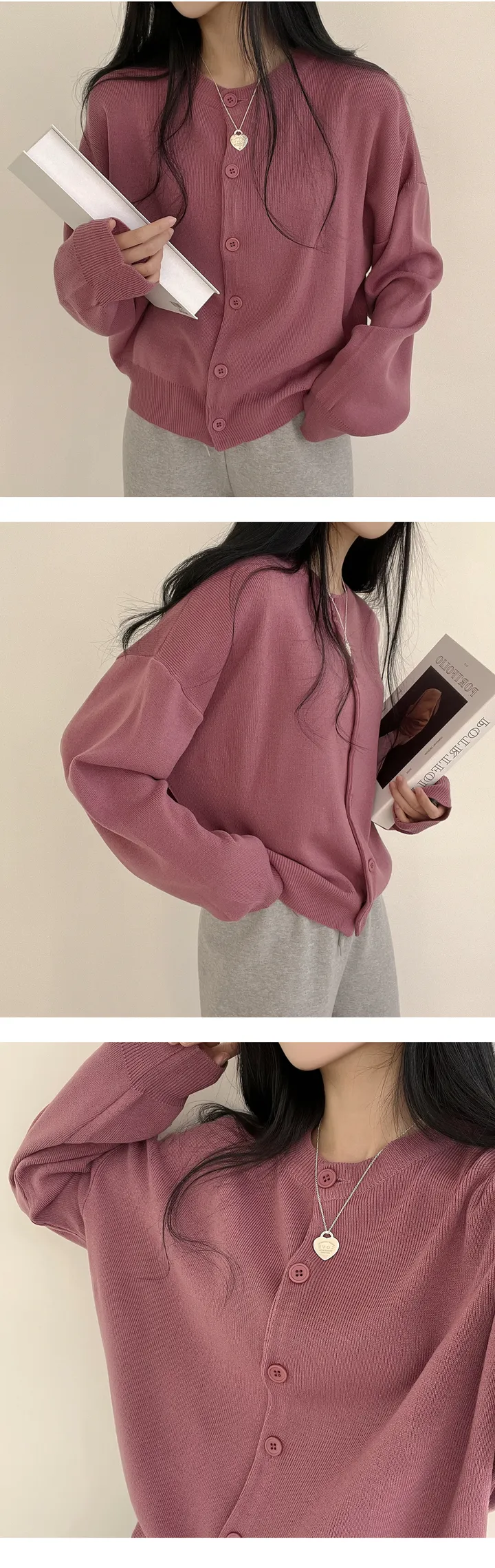 [무려14컬러~/색감맛집!] 요일별로 골라입는, 루즈핏 라운드 니트가디건 (14color) 상세 이미지 6
