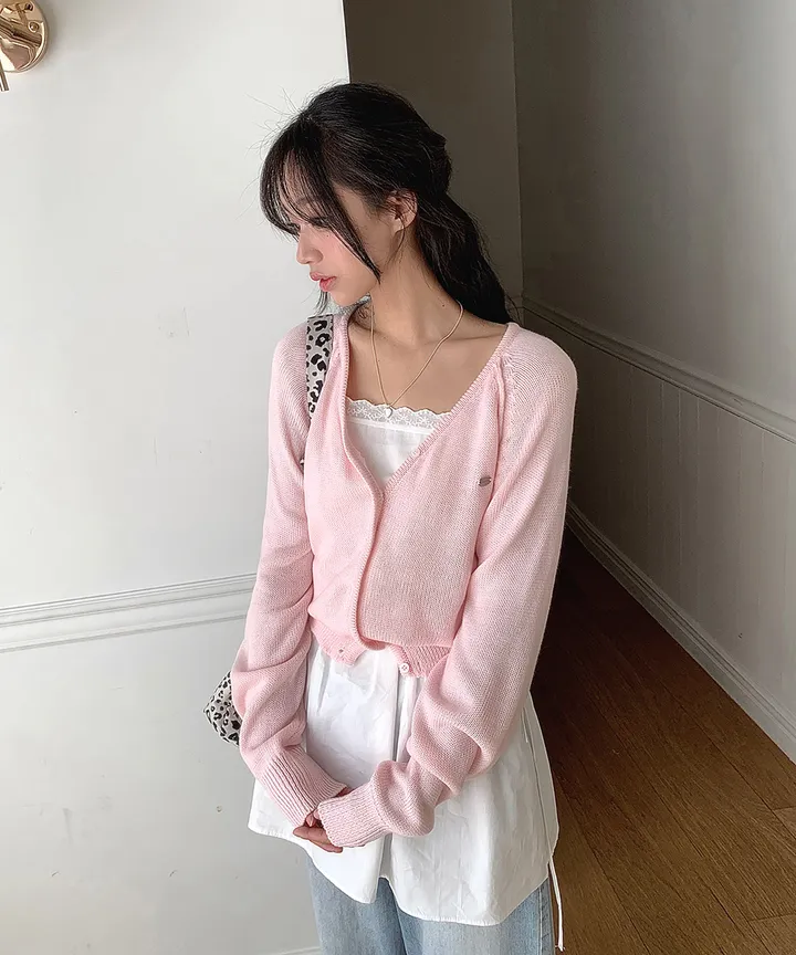 [데일리가디건💗] 데이쥬 팬던트 루즈핏 레이어드 브이넥 니트 가디건 봄 여름 가을 / 벚꽃룩 캠퍼스룩 데일리룩 클래식블랑 상세 이미지 13