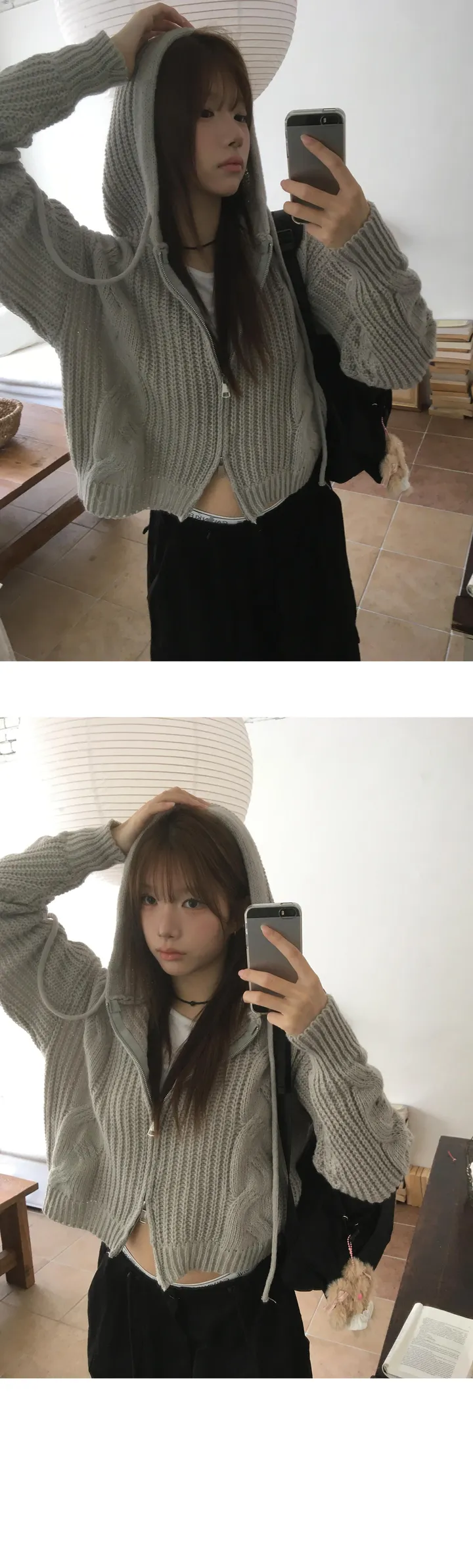 [모델극찬🖤] 꼭 소장 토미 꽈배기 투웨이 오버 니트후드집업 - 3color 상세 이미지 13