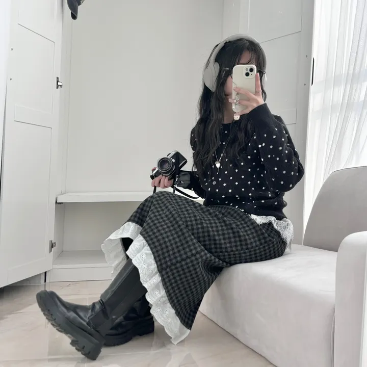 [빈티지/러블리💭] 여리핏 챠밍 도트 라운드 니트 가디건 상세 이미지 34