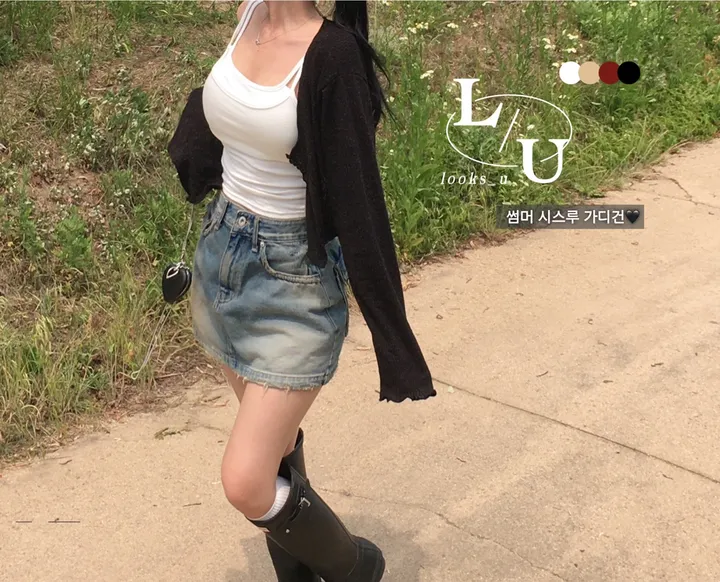 [은은한비침✨/핏보장템!] 시스루 살안타템 린넨 여리 단추 루즈 크롭 가디건 상세 이미지 17