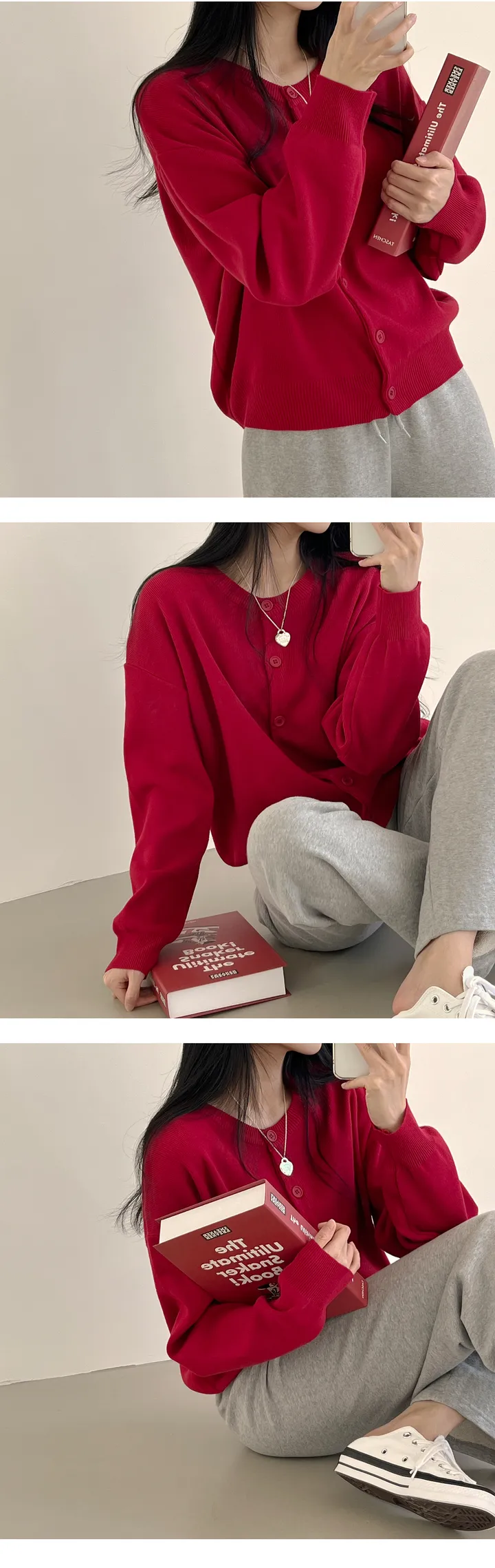 [무려14컬러~/색감맛집!] 요일별로 골라입는, 루즈핏 라운드 니트가디건 (14color) 상세 이미지 7
