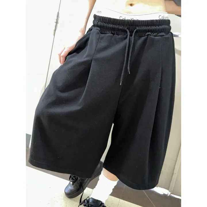 [UNISEX/기획특가/소장추천!/3size!]사이드 폴드 핀턱 포인트 루즈 와이드 벌룬 버뮤다 하프 트레이닝 팬츠(2color) 상세 이미지 17