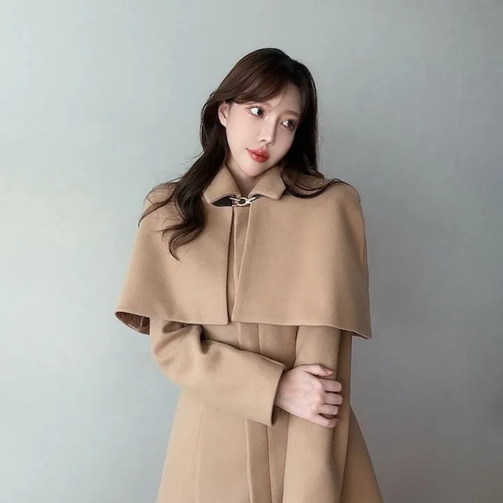 *탈부착가능* 케이프 망토 플레어 롱코트 (2color) / 하객룩 데이트룩 오피스룩 면접룩 상견례룩 파티룩 연말룩 데일리룩 상세 이미지 6
