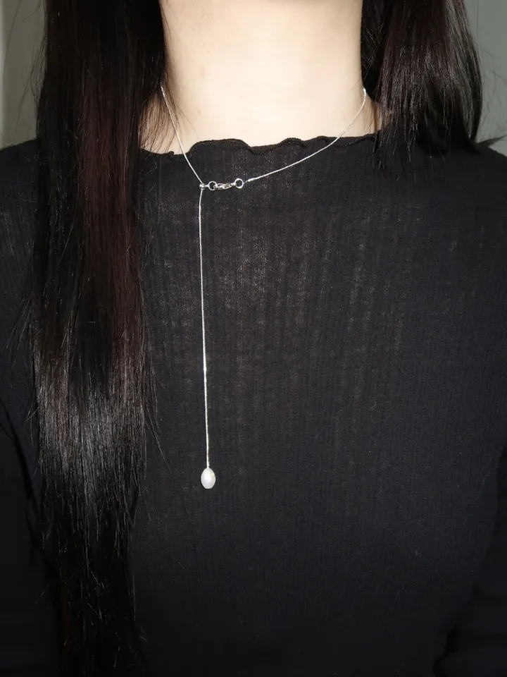 thin pearl drop necklace 상세 이미지 2