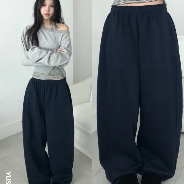 [컬러추가💙/체형커버/스트링2way] 브루 절개 스트링 와이드 트레이닝 팬츠