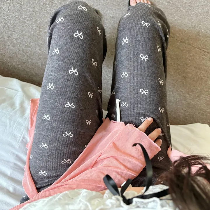 [휴양지팬츠/잠옷팬츠] 잔리본 밴딩 트레이닝팬츠 휴양지팬츠 세미와이드통바지 파자마바지 상세 이미지 17