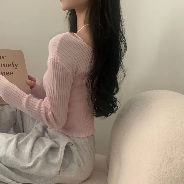 [선택가능/국내*.*] 청순한 무드, 골지 크롭 니트가디건+홀터 끈나시 셋업 - 5color 상세 이미지 17