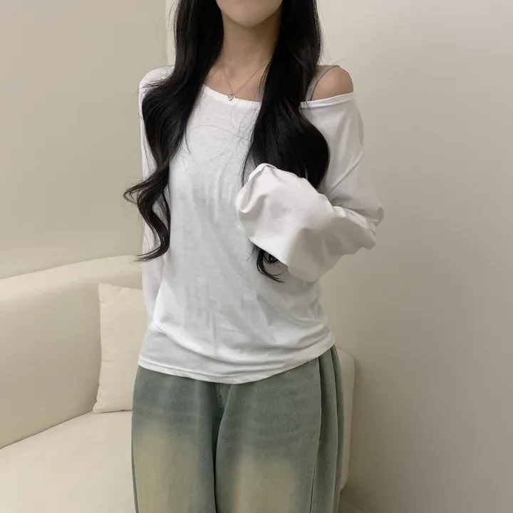 [-3kg/여리루즈핏!] 오프숄더 심플 루즈 여리 기본템 긴팔 티셔츠 (5color) 상세 이미지 7
