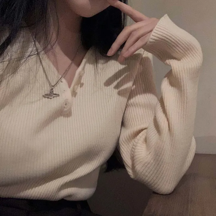 [4계절필수 디자인/연그레이 당일출고✨] 자체제작 #크치Made 젤리 버튼 트임 브이넥 골지 겨울 니트 긴팔티셔츠 - nt 상세 이미지 43