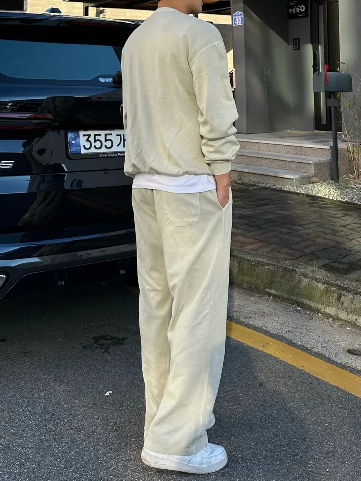 크롭~4XL/ 피그먼트 맨투맨 커플 트레이닝 세트 크롭 오버핏 남녀공용 팬츠 긴바지 겨울 봄 가을 커플룩 커플 시밀러룩 꾸안꾸 투피스 셋업 스트릿 남자 코디 데이트 빅사이즈 코마 상세 이미지 46