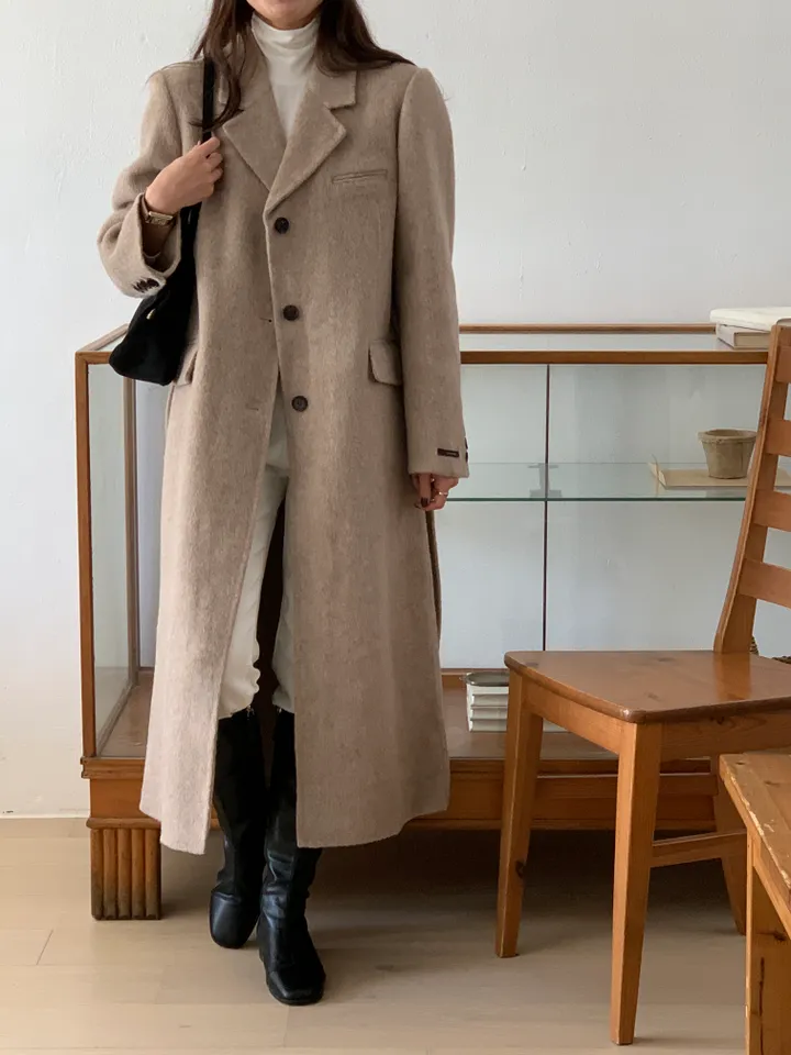 [브랜드퀄/부드럽고 가벼워요/강추💟] *알파카85,울15* 알파카 일자핏 울 핸드메이드 코트 상세 이미지 7