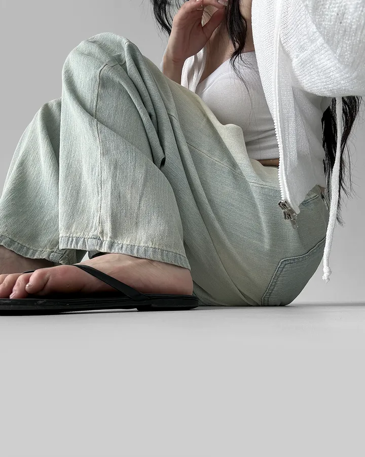 [후들후들 원단] 잔나비 소프트 워싱 와이드 루즈핏 얇은 원단 여름 데님 팬츠 청바지 상세 이미지 66