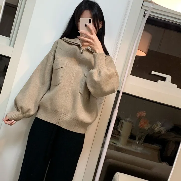 봄신상 고퀄리티 벌룬소매 아방핏 집업니트가디건  4COLOR 상세 이미지 5