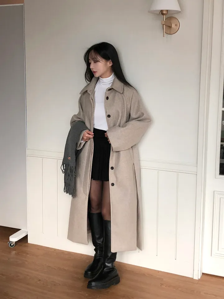 [백화점퀄리티!핏보장🖤]국내제작 탄탄 오버핏 허리끈 싱글 롱코트 4color 상세 이미지 17