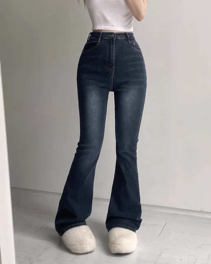 [인생팬츠/기장선택/~2XL] 빈티지 워싱 스판 하이웨스트 부츠컷 데님 롱 팬츠 - 6color 상세 이미지 32