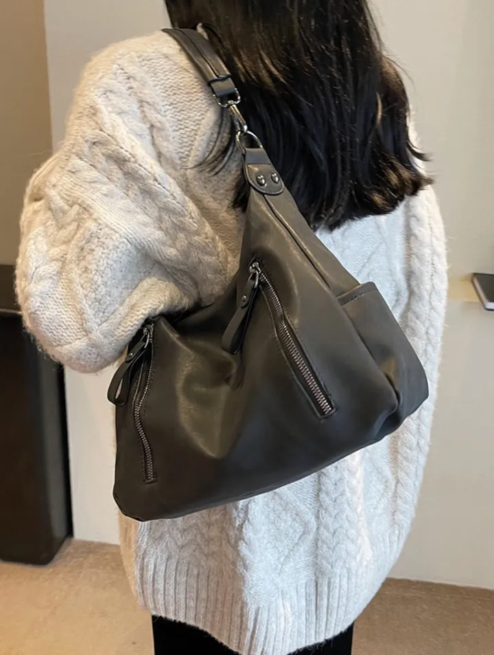 가을겨울 세무가방 2way zipper vintage shoulder bag 상세 이미지 3