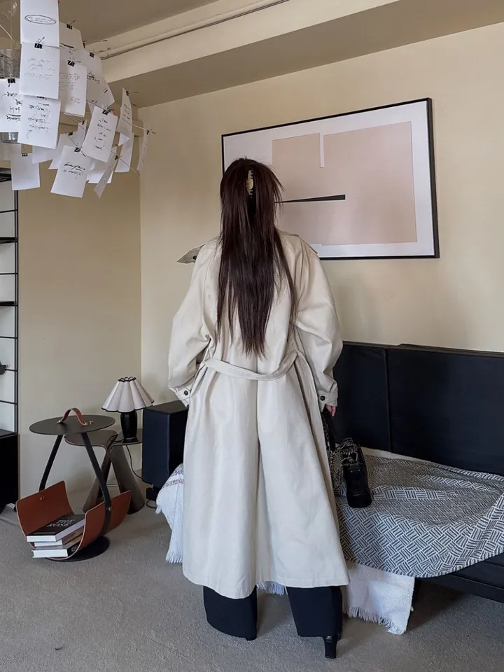 로제 하이넥 오버핏 트렌치코트, 베이직 페미닌 데일리 꾸안꾸 데이트 출근룩(3컬러) 상세 이미지 31