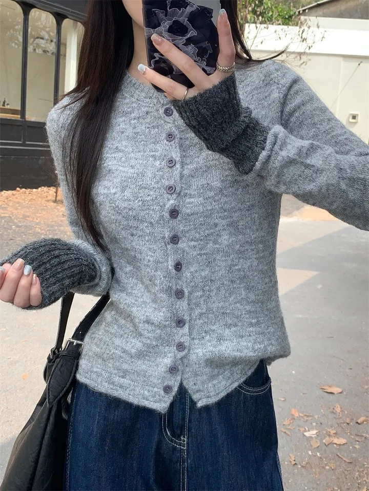 ❣️스타일업❣️ 투톤 가디건 배색 기본 이너 간절기 아우터 봄 가을 가디건 상세 이미지 8