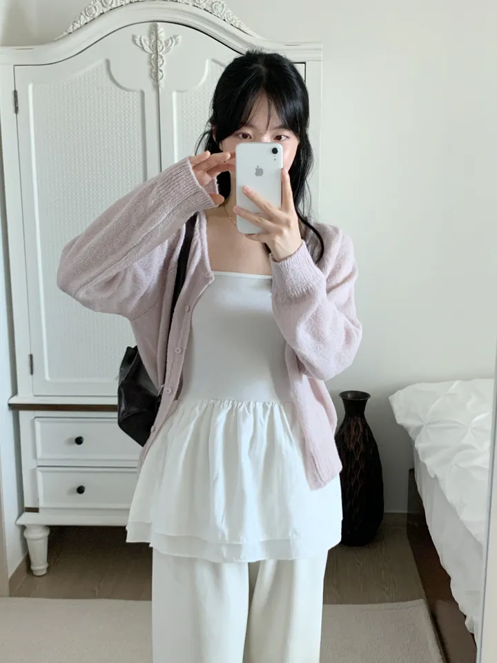 [보송/여리핏☁️] 바스 모헤어 가디건 (5color) 봄가디건/여름옷/데일리룩/데이트룩/벚꽃/나들이룩/핑크/니트/피크닉룩 상세 이미지 18