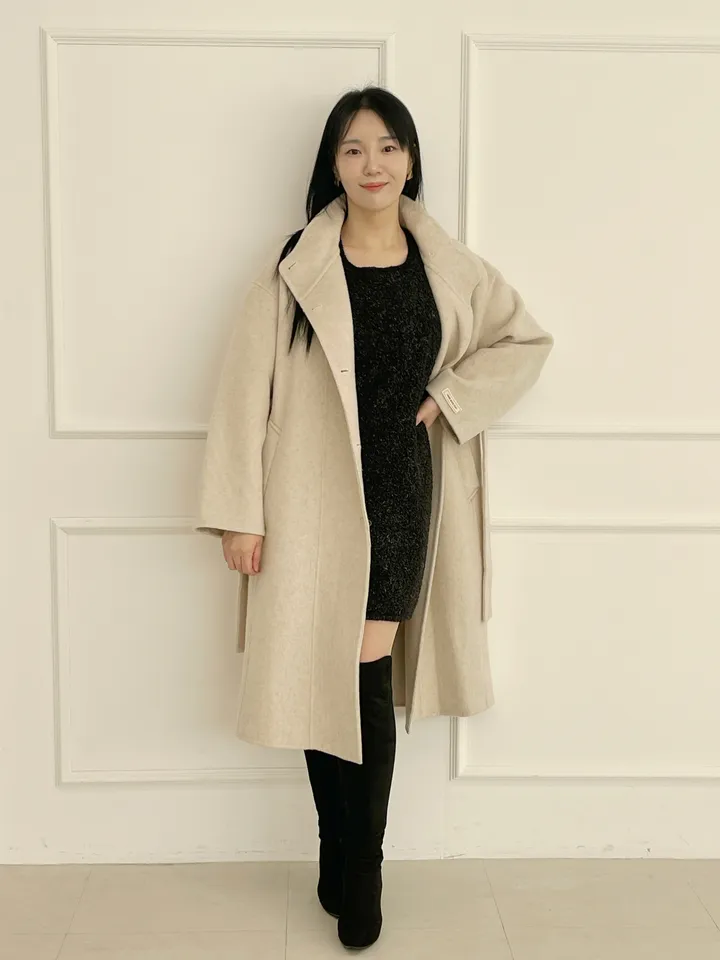 자체제작 원단부터 다른 엣지넥 양모 핸드메이드코트 빅사이즈 연말룩 하객룩 110까지 상세 이미지 5