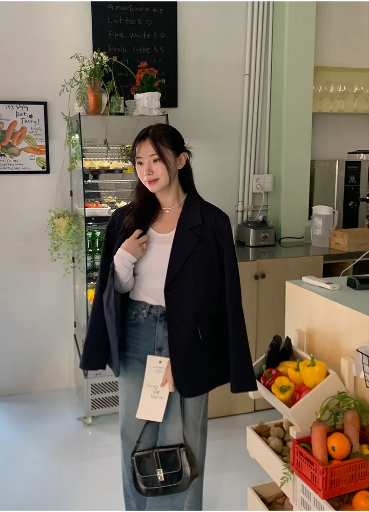 [44-120] 클라시즈 테일러드 카라 오버핏 자켓( 봄/가을/꽃놀이룩/데일리룩/데이트룩/공항룩/포인트룩/캐주얼룩/하객룩/격식룩/오피스룩/출근룩/빅사이즈/120사이즈/자체제작/페미닌/베이직/단정한/오버핏 ) 상세 이미지 55