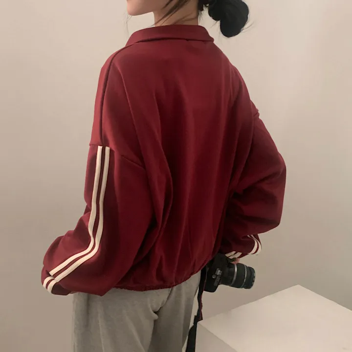 [후기보장*.*/🤎] 필드 라인 배색 투웨이 카라 레터링 집업,점퍼 - 4color 상세 이미지 23