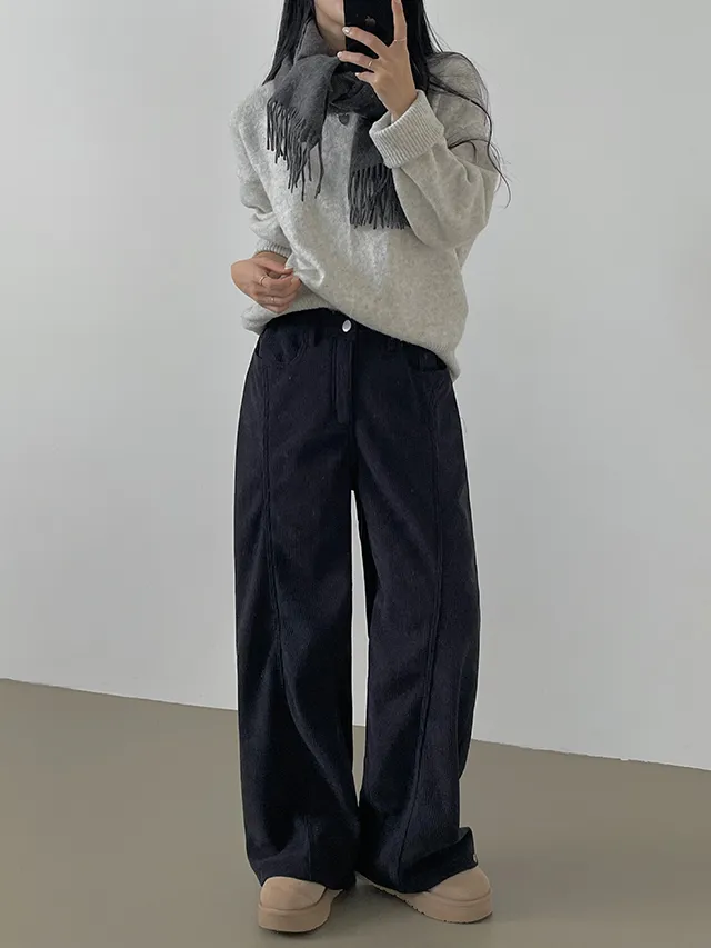 [한파대비/3기장~2XL!] 스냅버튼 융기모 코듀로이 골덴 폴딩 와이드팬츠 4color 상세 이미지 45