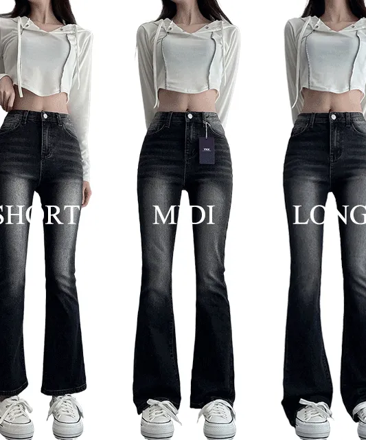 [숏,기본,롱/S~2XL] 블러셔 워싱 빈티지 하이웨스트 슬림 부츠컷 데님 팬츠