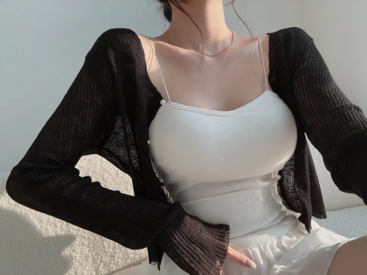 (8color) 【여리여리-!】 수채화 슬림핏 시스루 롱슬리브 진주 버튼 부클 가디건 상세 이미지 68