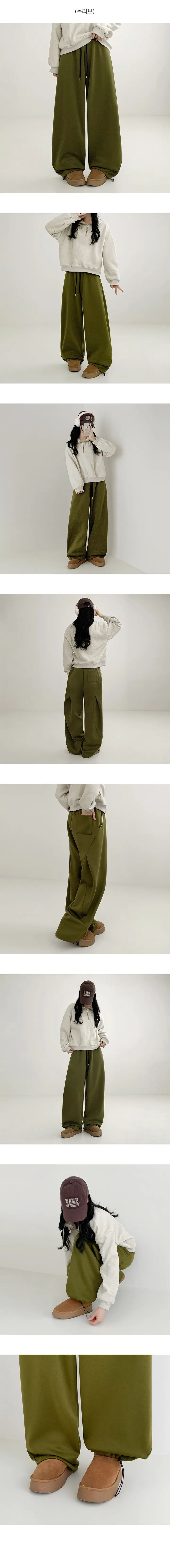[조거핏O/4계절내내] 라딘 밴딩 사이드 절개 핀턱 스트링 와이드 팬츠 (5color) 상세 이미지 5