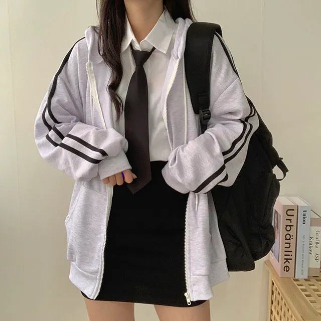 (◞˃ᆺ˂)◞💖[박시핏!/5컬러] 꾸안꾸강추 핏 예쁜 오버핏 심플 베이직 라인 두줄 포인트 기본 후드집업 상세 이미지 2