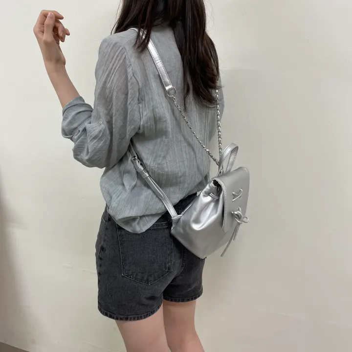 [🎀 최저가 / 발레코어🎀] 코르셋 리본 체인 백팩 상세 이미지 3