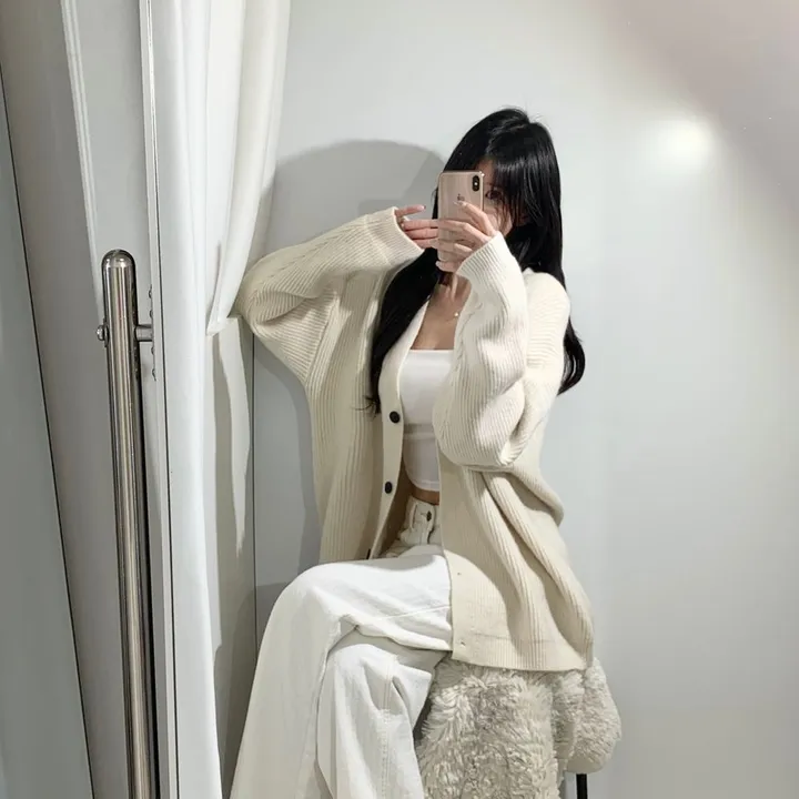봄신상 간절기 도톰한 봄가디건  오버핏 여리핏 가디건 여친룩 데이트룩 꾸안꾸룩 3COLOR 상세 이미지 6