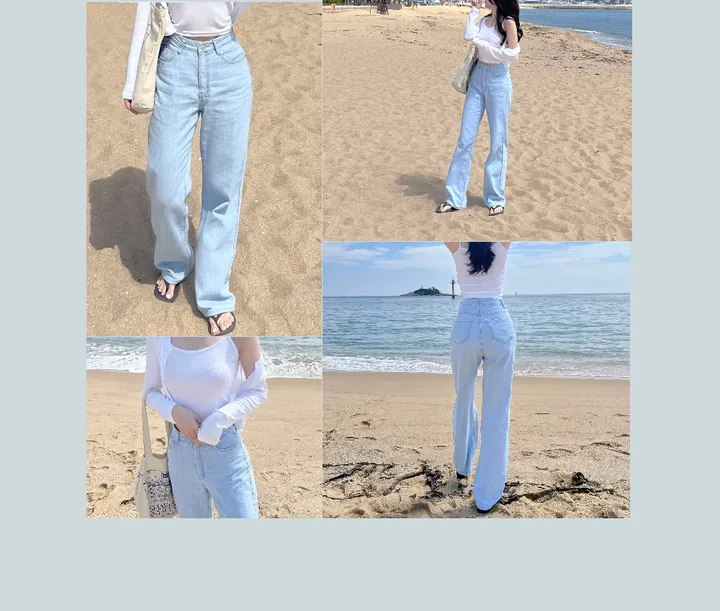 [자체제작/허리쏘옥/기본,롱ver] 후들후들 얇은 썸머 연청 와이드 데님 여름 청바지 롱팬츠 상세 이미지 9