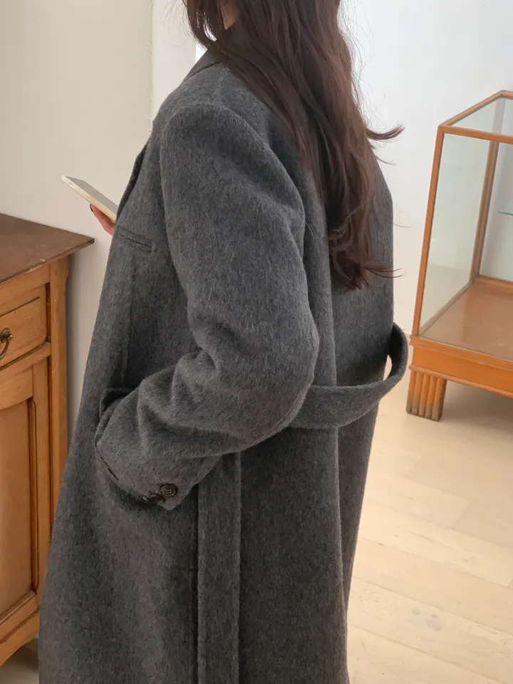 [브랜드퀄/부드럽고 가벼워요/강추💟] *알파카85,울15* 알파카 일자핏 울 핸드메이드 코트 상세 이미지 21