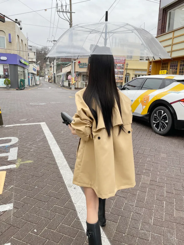 [하이퀄리티 얼굴소멸] 바로배송 뒷태존예핏 와이드 하프 하이넥 트렌치 코트 상세 이미지 17