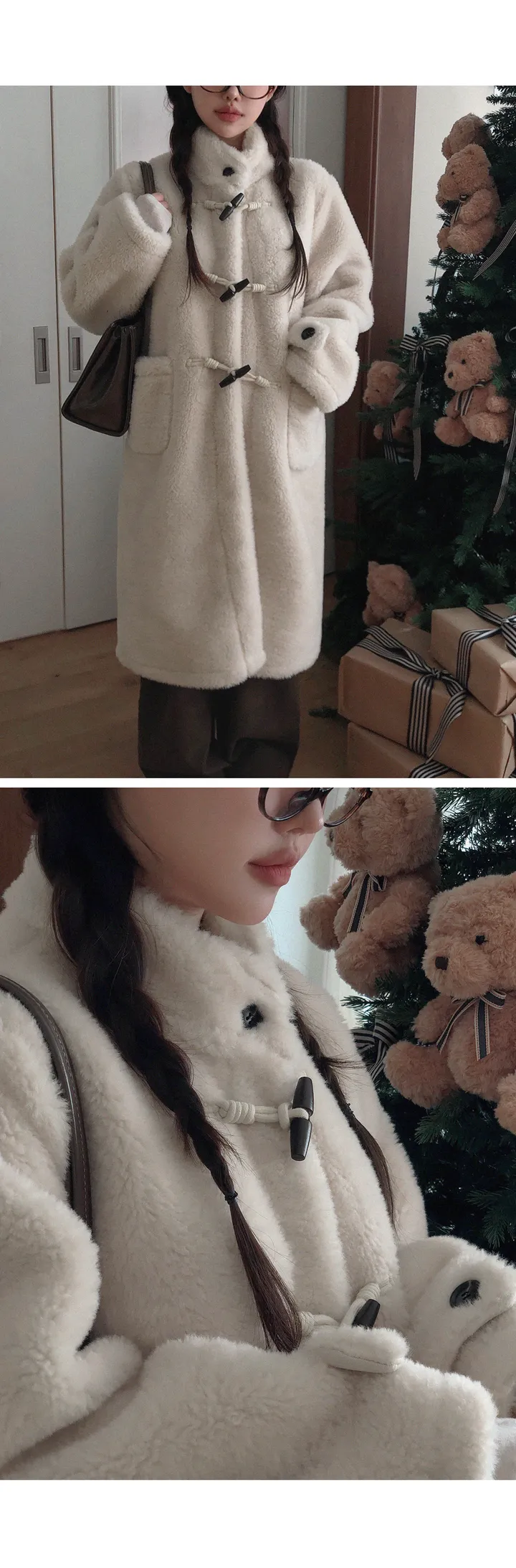 🚀당일발송/시즌오프30%🚀 [단독/진짜귀여움,,🐻🤎] 테디 포켓 양털 뽀글이 떡볶이롱코트 뽀글이롱코트 겨울롱코트 겨울코트 겨울아우터 겨울옷 겨울신상 상세 이미지 6