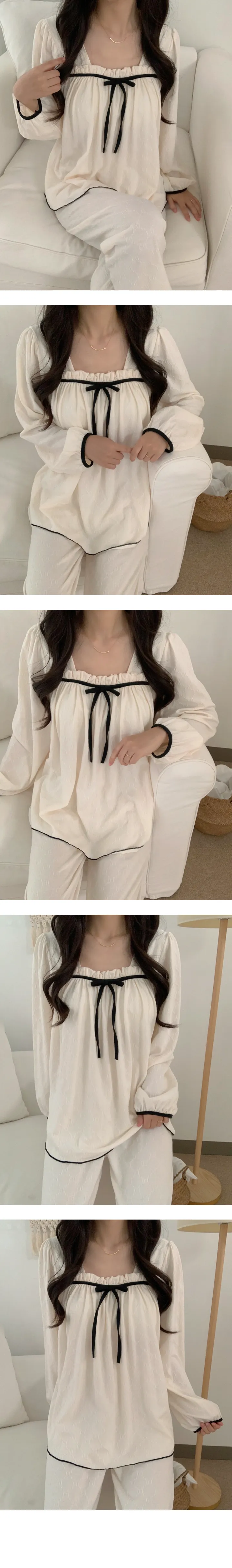[부분당일] [릴스핫템] 로망 브라캡 긴팔 긴바지 잠옷 세트 3color 2size 상세 이미지 7