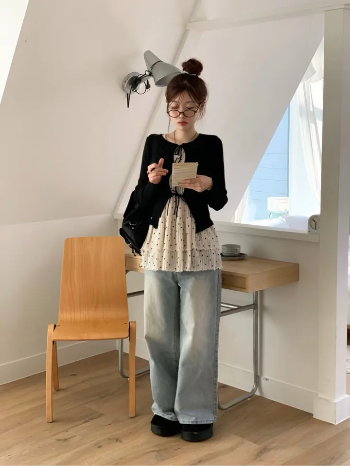 [리본스트랩ෆ허리쏘옥ෆ부드러워요]리제 여리 슬림핏 리본 트임 골지 니트 가디건 3color 상세 이미지 44