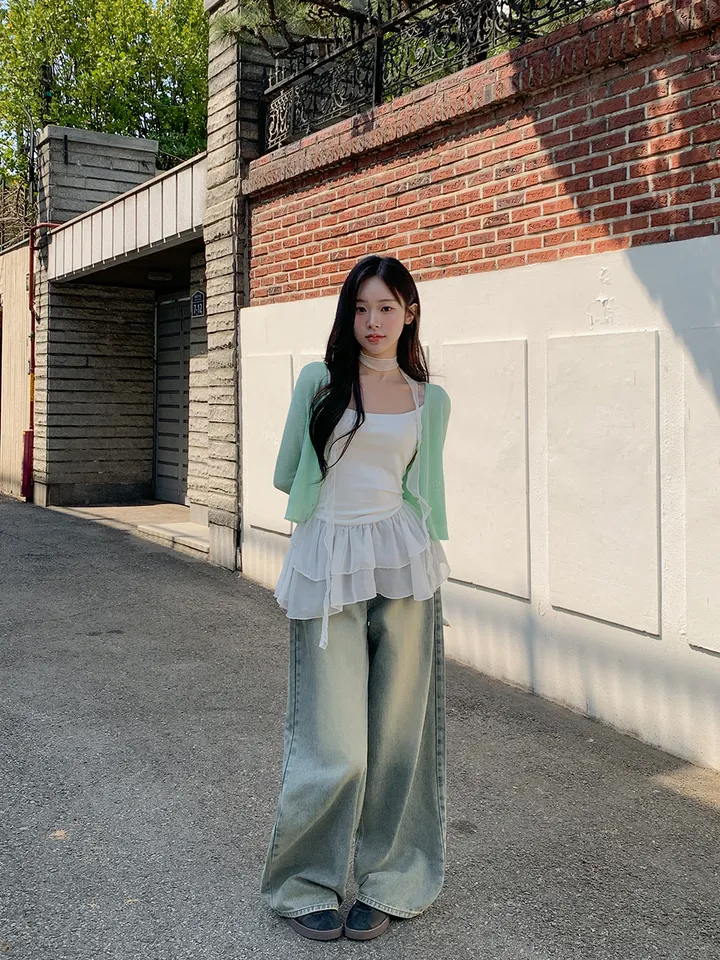 [여름까지🩵/핏강추] 르비 시스루 여리핏 세미 크롭 브이넥 긴팔 가디건 5colors 상세 이미지 51