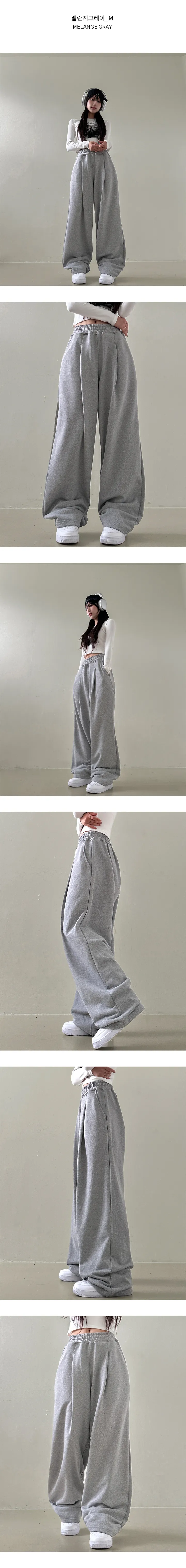 *묶음할인[M~XL/쭈리안감] 와이드한 원핀턱 밴딩 트레이닝 팬츠 상세 이미지 6