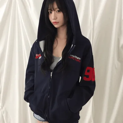 오브디어 [넘버링자수point❤/아방핏!] 매튜 오버핏 90 넘버링 레터링 자수 백프린팅 후드집업_화이트
