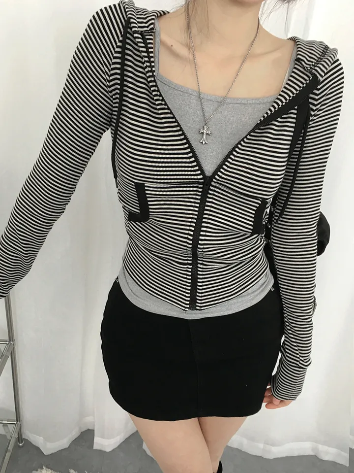 [말라핏보장❣️슬림핏 데일리 잔단가라 골지 후드집업] 로티단가라슬림후드집업 상세 이미지 20