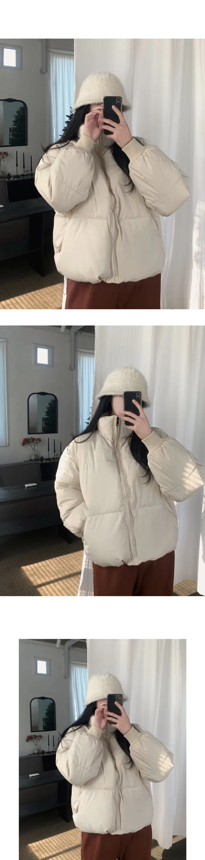 [웰론100%/🔥따뜻해요🔥] 하이넥 밑단 스트링 스탠다드핏 멜링 패딩 (2 color) 상세 이미지 9